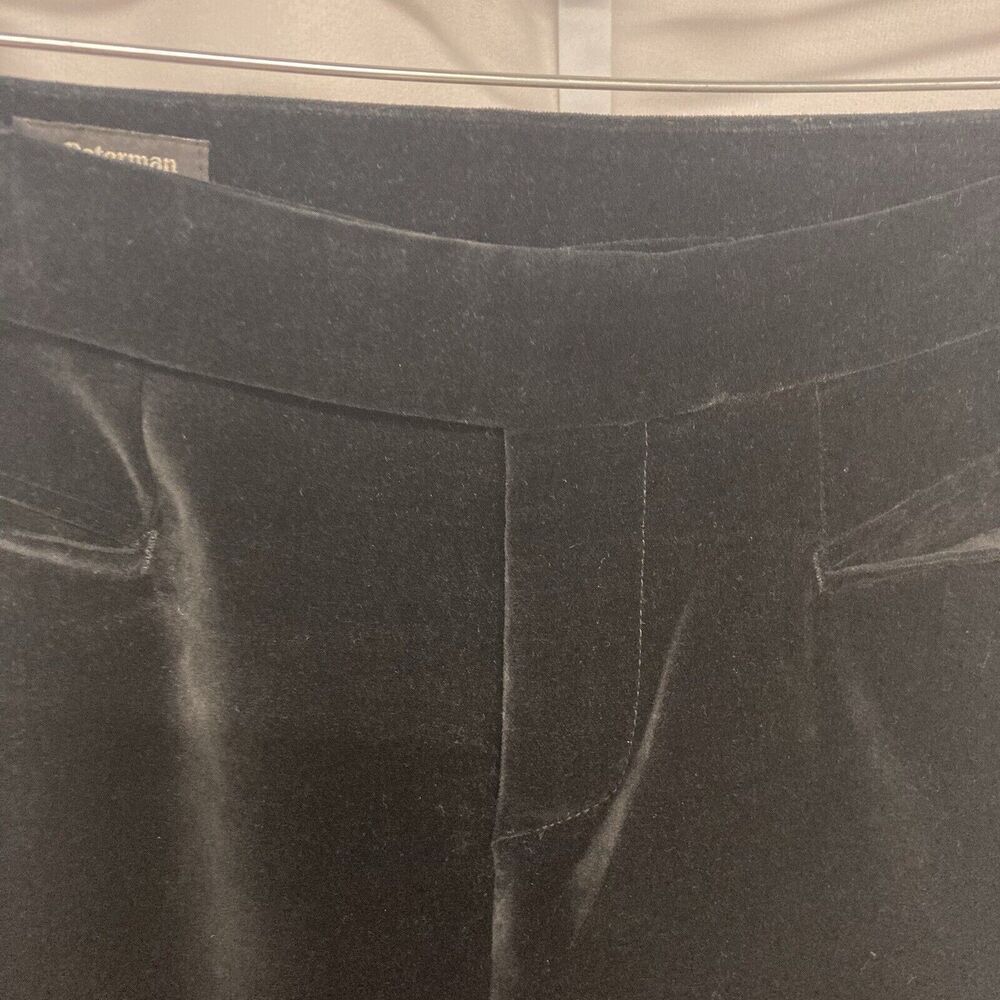J. PETERMAN black velvet flat front mid rise straight leg pants 10 - Picture 6 of 9